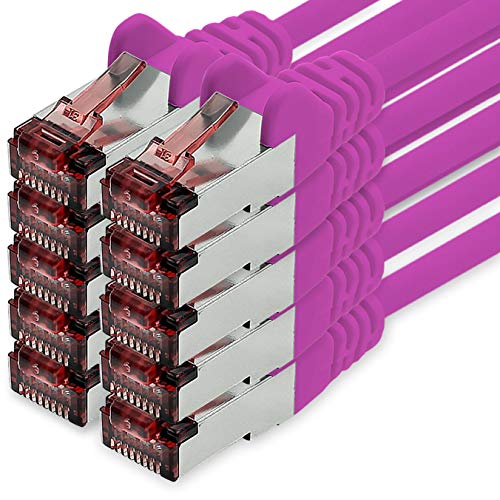 1CONN Cat6 Netzwerkkabel 10 X 0,25m magenta Ethernetkabel Lankabel Cat6 Lan Netzwerk Kabel Sftp Pimf Patchkabel 1000 Mbit s von 1CONN
