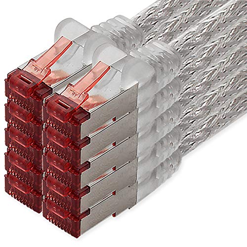 1CONN Cat6 Netzwerkkabel 10 X 0,25m transparent Ethernetkabel Lankabel Cat6 Lan Netzwerk Kabel Sftp Pimf Patchkabel 1000 Mbit s von 1CONN