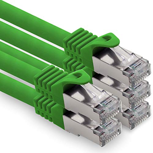 2,0m - grün - 5 Stück CAT.7 Computer Ethernet Kabel Netzwerkkabel (Rohkabel) Patchkabel S-FTP LSZH PIMF 10GB s RJ45 Stecker Cat6a von 1CONN