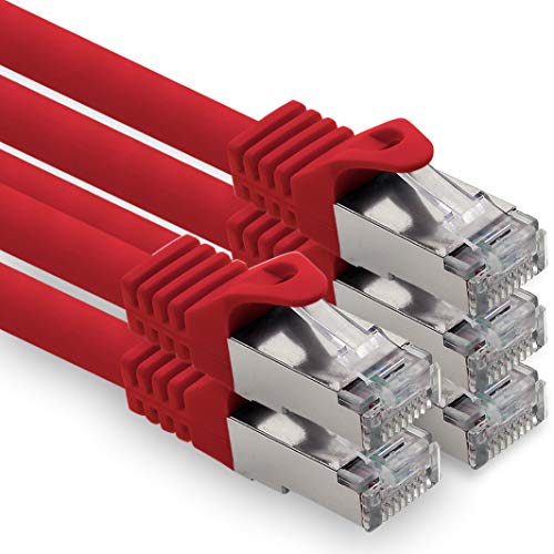 2,0m - rot - 5 Stück CAT.7 Computer Ethernet Kabel Netzwerkkabel (Rohkabel) Patchkabel S-FTP LSZH PIMF 10GB s RJ45 Stecker Cat6a von 1CONN