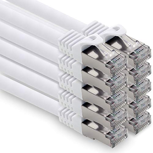 2,0m - weiss - 10 Stück CAT.7 Computer Ethernet Kabel Netzwerkkabel (Rohkabel) Patchkabel S-FTP LSZH PIMF 10GB s RJ45 Stecker Cat6a von 1CONN