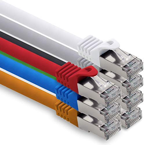 3,0m - 7 Farben - 7 Stück CAT.7 Computer Ethernet Kabel Netzwerkkabel (Rohkabel) Patchkabel S-FTP LSZH PIMF 10GB s RJ45 Stecker Cat6a von 1CONN