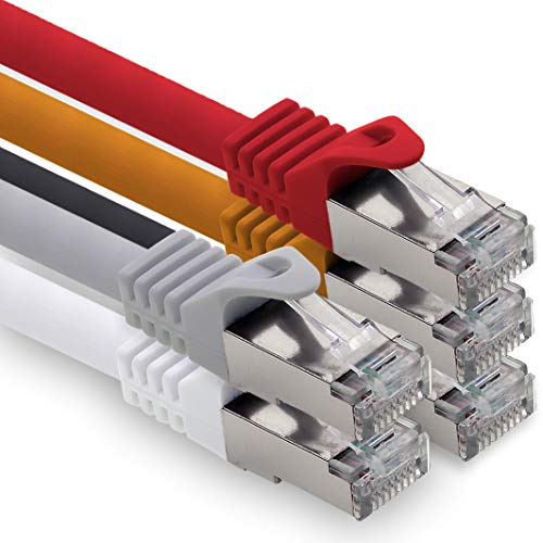 5,0m - 5 Farben 01 CAT.7 Computer Ethernet Kabel Netzwerkkabel (Rohkabel) Patchkabel S-FTP LSZH PIMF 10GB s RJ45 Stecker Cat6a von 1CONN