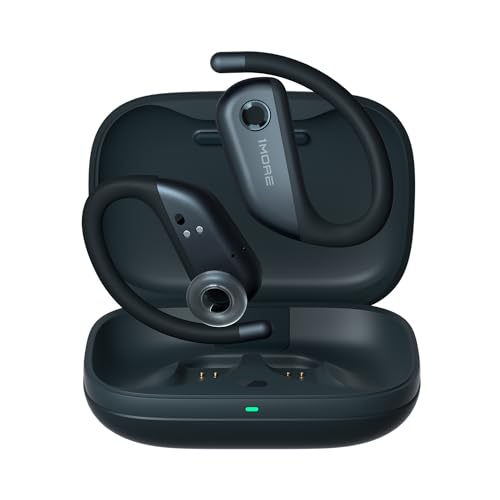 1MORE Fit S50 Open Ear Kopfhörer 5.3 Bluetooth, Sport Kopfhörer Kabellos mit Mikrofon, True Wireless Earbuds, Schnellladung, 38 Stunden Spielzeit, ENC Anruf Noise Cancelling, IPX7 (Schwarz) von 1MORE