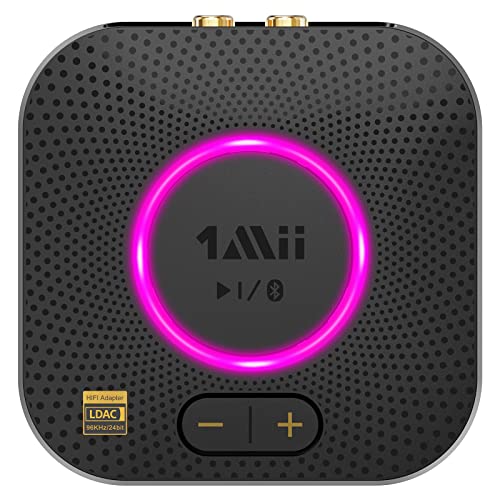 1Mii B06S+ Bluetooth 5.2 Empfänger, HiFi Audio Adapter mit LDAC, Lautstärkeregelung, aptX HD & Low Latency Drahtloser Receiver für Stereoanlage Lautsprecher, mit 3,5 mm/Cinch-Ausgängen von 1Mii