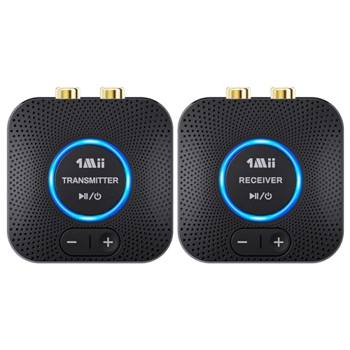 1Mii Bluetooth empfänger für stereoanlage, 2.4GHz Wireless Audio Transmitter Receiver Set, 260 Ft/80 m Long Range,Low Latency with AUX RCA,Bluetooth Transmitter für TV, Powered Speaker, Amplifier von 1Mii