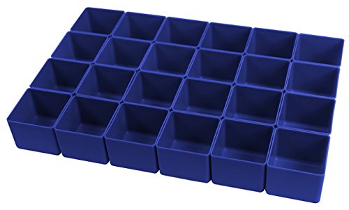 24 Stück Universal-Sortierkästchen, blau, Abm. ca. 5 x 5 x 4 cm (LxBxH), aus Polystyrol von 1a-TopStore