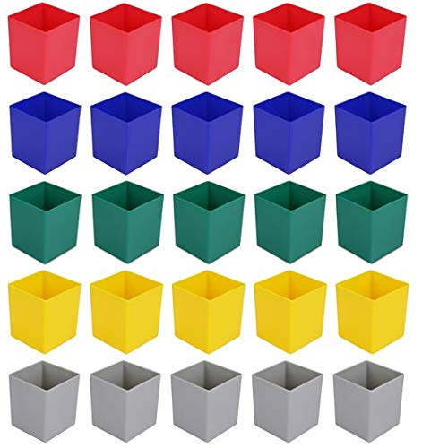 25 Stück Einsatzkasten Serie E63, farblich sortiert, 5 Farben u. 4 Größen, aus Polystyrol, Industrienorm, für Schubladen, Sortimentskästen etc. (farbmix, 63/1 54x54x63 mm) von 1a-TopStore