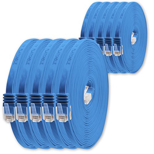 0,25m - Blau - 10 Stück - Cat.6 Flaches Netzwerkkabel Cat6 Flachkabel Ultra Flach Cat.6 Patchkabel 1000 Mbit/s Gigabit LAN (RJ45) Flach Slim Micro von 1aTTack.de