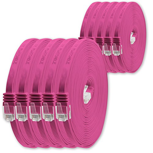 0,25m - Magenta - 10 Stück - Cat.6 Flaches Netzwerkkabel Cat6 Flachkabel Ultra Flach Cat.6 Patchkabel 1000 Mbit/s Gigabit LAN (RJ45) Flach Slim Micro von 1aTTack.de