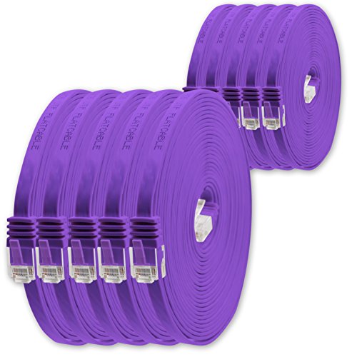 0,25m - Violett - 10 Stück - Cat.6 Flaches Netzwerkkabel Cat6 Flachkabel Ultra Flach Cat.6 Patchkabel 1000 Mbit/s Gigabit LAN (RJ45) Flach Slim Micro von 1aTTack.de