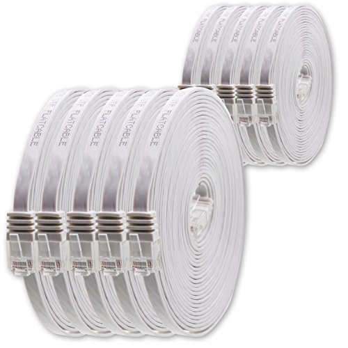 0,25m - Weiss - 10 Stück - Cat.6 Flaches Netzwerkkabel Cat6 Flachkabel Ultra Flach Cat.6 Patchkabel 1000 Mbit/s Gigabit LAN (RJ45) Flach Slim Micro von 1aTTack.de