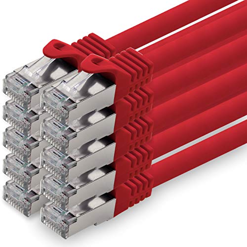 0,25m - rot - 10 Stück CAT.7 Netzwerkkabel Patchkabel SFTP PIMF LSZH Gigabit Lan Kabel 10Gb s cat7 Rohkabel mitRJ45 Stecker Cat6a kompatibel zu CAT5 CAT6 cat7 cat8 von 1aTTack.de