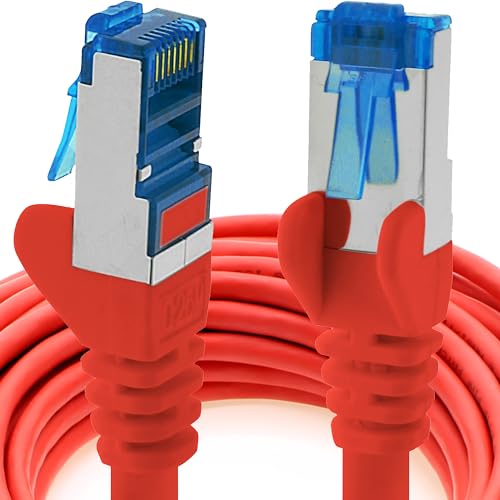 0,5m - CAT6a - Netzwerkkabel rot - 1 Stück CAT 6 A Patchkabel 10000 Mbit s SFTP PIMF 500 MHz kompatibel zu CAT5 CAT6 CAT7 DSL Internet Switch Router von 1aTTack.de