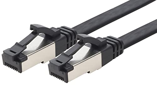 0,5m Cat 8 Patchkabel flach schwarz 40 Gigabit Netzwerkkabel Ethernet LAN Kabel 40 Gbits 2000 Mhz Patchkabel Cat8 Kabel LSZH TPE PIMF Rj45 Stecker 1 Stück - 0,5m von 1aTTack.de