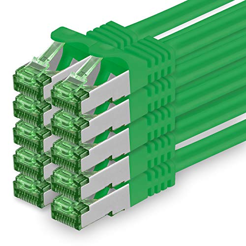 0.25 M Cat.7 Netzwerk-Kabel 10 Stück Cat7 Patch-Kabel Lan-Kabel Ethernet RJ45 10 Gbit/s (Alle Internetgeschwindigkeiten) Grün 0,25 Meter von 1aTTack.de