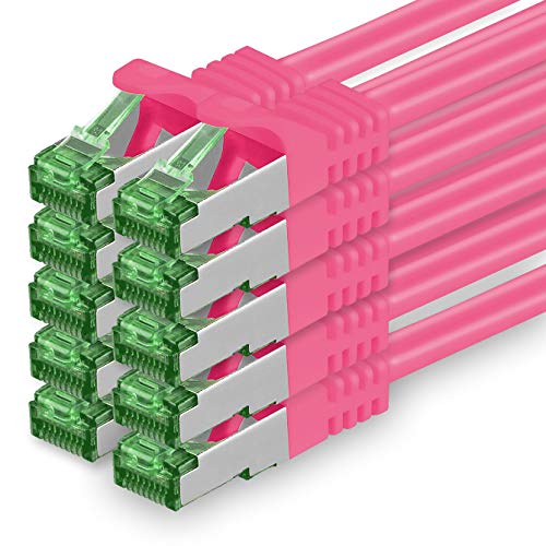 0.5 M Cat.7 Netzwerk-Kabel 10 Stück Cat7 Patch-Kabel Lan-Kabel Ethernet RJ45 10 Gbit/s (Alle Internetgeschwindigkeiten) Magenta 0,5 Meter von 1aTTack.de