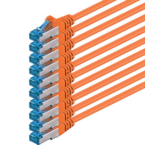 1,5m - CAT6a - Netzwerkkabel orange - 10 Stück CAT 6 A Patchkabel 10000 Mbit s SFTP PIMF 500 MHz kompatibel zu CAT5 CAT6 CAT7 DSL Internet Switch Router von 1aTTack.de