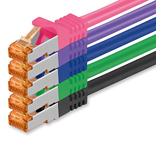 1,5m - Cat.7 Netzwerkkabel 5-Farben 02-5 Stück Gigabit Ethernet LAN Kabel 10000 Mbit s Patchkabel Cat7 Kabel S FTP PIMF Schirmung LSZH Cat.7 Rohkabel Rj45 Stecker Cat 6a - 5 x 1,5 Meter von 1aTTack.de