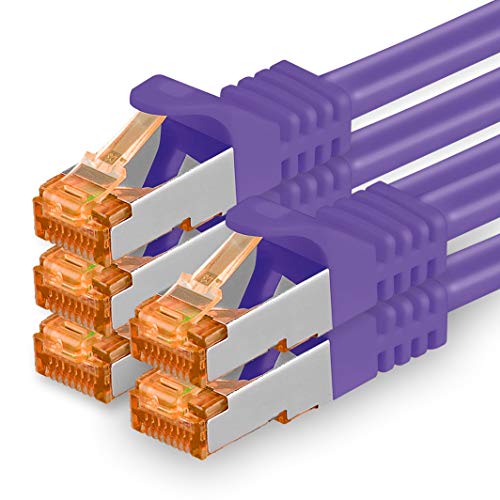 1,5m - Cat.7 Netzwerkkabel Violett - 5 Stück Gigabit Ethernet LAN Kabel 10000 Mbit s Patchkabel Cat7 Kabel S FTP PIMF Schirmung LSZH Cat.7 Rohkabel Rj45 Stecker Cat 6a - 5 x 1,5 Meter von 1aTTack.de