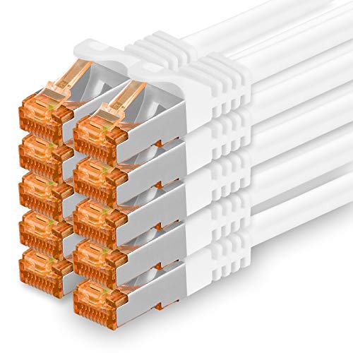1,5m - Cat.7 Netzwerkkabel Weiß - 10 Stück Gigabit Ethernet LAN Kabel 10000 Mbit s Patchkabel Cat7 Kabel S FTP PIMF Schirmung LSZH Cat.7 Rohkabel Rj45 Stecker Cat 6a - 10 x 1,5 Meter von 1aTTack.de