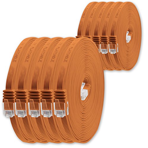 1,5m - orange - 10 Stück - Cat.6 Flaches Netzwerkkabel Cat6 Flachkabel Ultra Flach Cat.6 Patchkabel 1000 Mbit/s Gigabit LAN (RJ45) Flach Slim Micro von 1aTTack.de