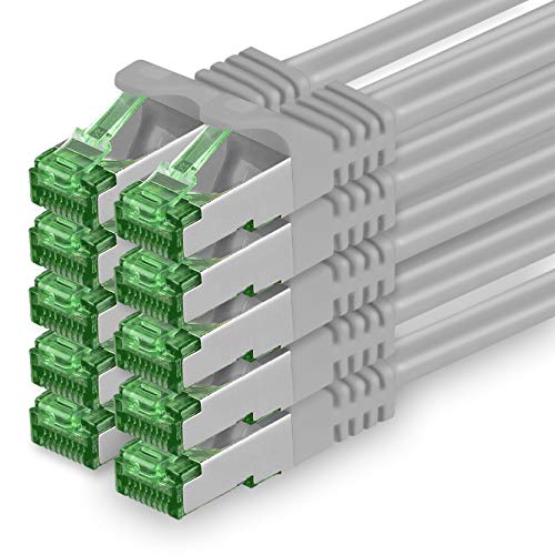 1 M Cat.7 Netzwerk-Kabel 10 Stück Cat7 Patch-Kabel Lan-Kabel Ethernet RJ45 10 Gbit/s (Alle Internetgeschwindigkeiten) Grau 1 Meter von 1aTTack.de
