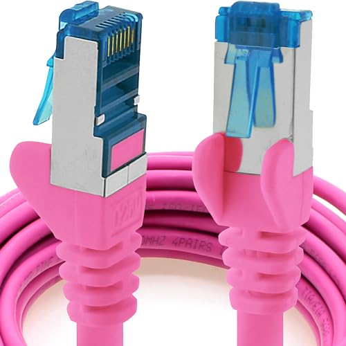 10m - CAT6a - Netzwerkkabel magenta - 1 Stück CAT 6 A Patchkabel 10000 Mbit s SFTP PIMF 500 MHz kompatibel zu CAT5 CAT6 CAT7 DSL Internet Switch Router von 1aTTack.de