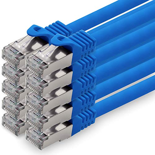 10m - blau - 10 Stück CAT.7 Netzwerkkabel Patchkabel SFTP PIMF LSZH Gigabit Lan Kabel 10Gb s cat7 Rohkabel mitRJ45 Stecker Cat6a kompatibel zu CAT5 CAT6 cat7 cat8 von 1aTTack.de