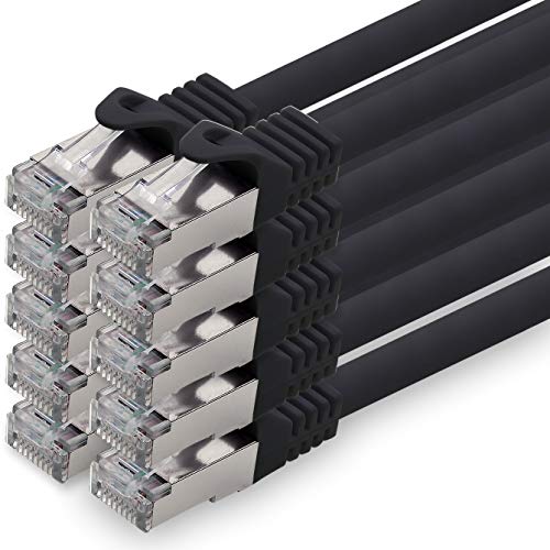 10m - schwarz - 10 Stück CAT.7 Netzwerkkabel Patchkabel SFTP PIMF LSZH Gigabit LAN Kabel 10Gb s cat7 Rohkabel mitRJ45 Stecker Cat6a kompatibel zu CAT5 CAT6 cat7 cat8 von 1aTTack.de