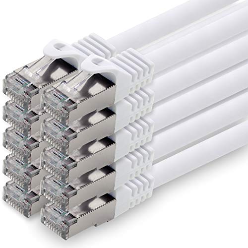 10m - weiss - 10 Stück CAT.7 Netzwerkkabel Patchkabel SFTP PIMF LSZH Gigabit Lan Kabel 10Gb s cat7 Rohkabel mitRJ45 Stecker Cat6a kompatibel zu CAT5 CAT6 cat7 cat8 von 1aTTack.de