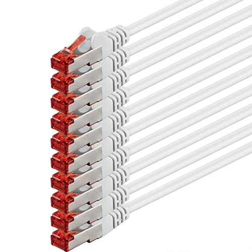 1aTTack.de 10x 7,5m - Cat 6 Netzwerk-Kabel Patch-Kabel Cat6 RJ45 SFTP - Weiß von 1aTTack.de