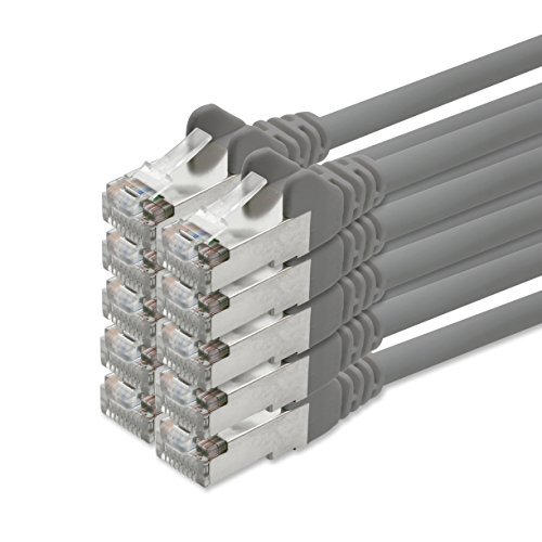 1aTTack CAT5 SFTP Folien und Geflechtgeschirmt Netzwerkkabel mit 2X RJ45 Stecker Set (5 Stück) 3,0 m grau von 1aTTack.de