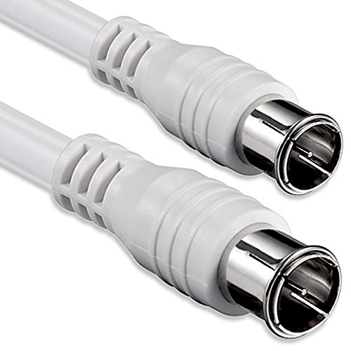 1aTTack SAT Anschluss Kabel Antennenkabel Quick F-Stecker auf Quick F-Stecker doppelt geschirmt (Al Folienschirmung + Geflecht) 100db Stecker undKupplung zu 100% geschirmt mit Schirmblech 3,75 Meter weiss von 1aTTack.de