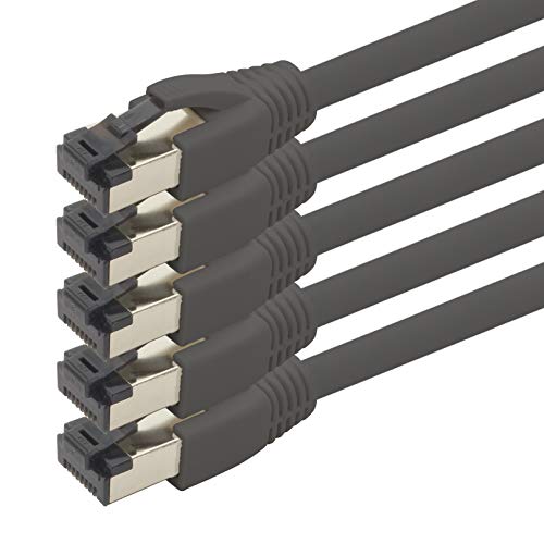 1aTTack.de 0,25m Cat 8 Netzwerkkabel CAT8 Kabel Schwarz - 5 Stück Cat.8 Lan 2000 Mhz 40 Gbit s 40GBase-T Poe+ Patchkabel Ethernetkabel LSZH - 5 x 0,25 Meter Schwarz von 1aTTack.de