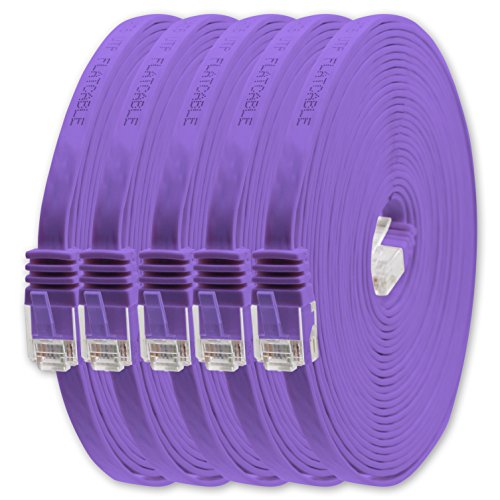 1aTTack.de 0,25m - Violett - 5 Stück - Cat.6 Flaches Netzwerkkabel Cat6 Flachkabel Ultra Flach Cat.6 Patchkabel 1000 Mbit/s Gigabit LAN (RJ45) Flach Slim Micro von 1aTTack.de