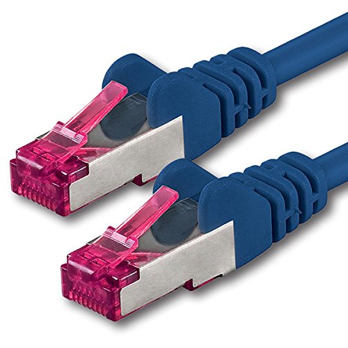 1aTTack.de 0,25m - blau - 1 Stück - Netzwerkkabel CAT6a (10Gb/s) S-FTP CAT 6a Lankabel - GHMT zertifiziert PIMF 500 MHz Cat5 Cat5e Cat6 Cat6a Cat7 für Switch, Router, Modem, Internet von 1aTTack.de