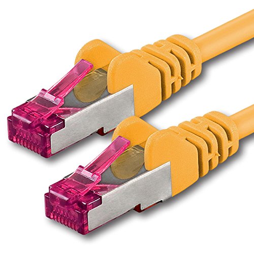 1aTTack.de 0,25m - gelb - 1 Stück - Netzwerkkabel CAT6a (10Gb/s) S-FTP CAT 6a Lankabel - GHMT zertifiziert PIMF 500 MHz Cat5 Cat5e Cat6 Cat6a Cat7 für Switch, Router, Modem, Internet von 1aTTack.de