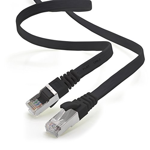 1aTTack.de 0,25m - schwarz - 1 Stück CAT.7 Gigabit Ethernet LAN Flachband Flachbandkabel (RJ45) Netzwerkkabel Rohkabel (10Gbit/s) Verlegekabel Flach Slim kompatibel zu Cat.5 - Cat.5e - Cat.6 von 1aTTack.de