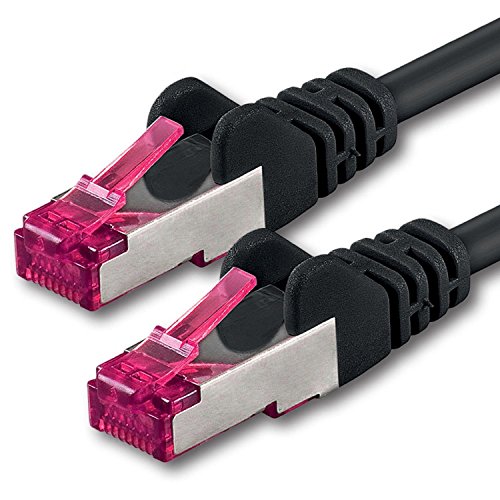 1aTTack.de 0,25m - schwarz - 1 Stück - Netzwerkkabel CAT6a (10Gb/s) S-FTP CAT 6a Lankabel - GHMT zertifiziert PIMF 500 MHz Cat5 Cat5e Cat6 Cat6a Cat7 für Switch, Router, Modem, Internet von 1aTTack.de