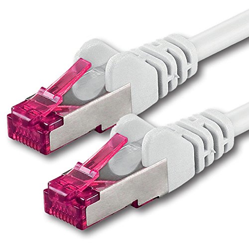 1aTTack.de 0,25m - weiß - 1 Stück - Netzwerkkabel CAT6a (10Gb/s) S-FTP CAT 6a Lankabel - GHMT zertifiziert PIMF 500 MHz Cat5 Cat5e Cat6 Cat6a Cat7 für Switch, Router, Modem, Internet von 1aTTack.de