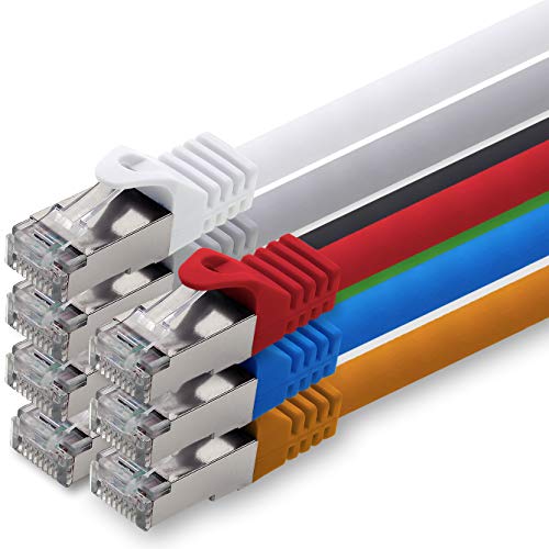 1aTTack.de 0,5m - 7 Farben - 7 Stück CAT.7 Netzwerkkabel Patchkabel SFTP PIMF LSZH Gigabit Lan Kabel 10Gb s cat7 Rohkabel mitRJ45 Stecker Cat6a kompatibel zu CAT5 CAT6 cat7 cat8 von 1aTTack.de