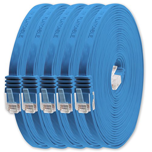 1aTTack.de 0,5m - Blau - 5 Stück - Cat.6 Flaches Netzwerkkabel Cat6 Flachkabel Ultra Flach Cat.6 Patchkabel 1000 Mbit/s Gigabit LAN (RJ45) Flach Slim Micro von 1aTTack.de