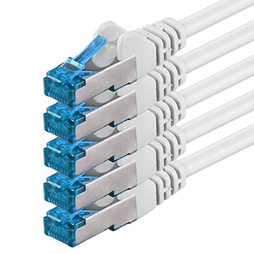 1aTTack.de 0,5m - CAT6a - Netzwerkkabel weiss - 5 Stück CAT 6 A Patchkabel 10000 Mbit s SFTP PIMF 500 MHz kompatibel zu CAT5 CAT6 CAT7 DSL Internet Switch Router von 1aTTack.de