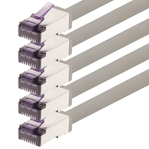 1aTTack.de - 0,5m - CAT6a Superflex- Ethernet Gigabit LAN Netwerkkabel RJ45 CAT6 A Patchkabel 10000 Mbit s SFTP PIMF 500 MHz kompatibel zu CAT6 CAT5 - grau - 5 Stück von 1aTTack.de