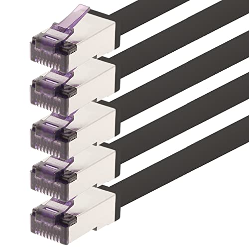 1aTTack.de - 0,5m - CAT6a Superflex- Ethernet Gigabit LAN Netwerkkabel RJ45 CAT6 A Patchkabel 10000 Mbit s SFTP PIMF 500 MHz kompatibel zu CAT6 CAT5 - schwarz - 5 Stück von 1aTTack.de