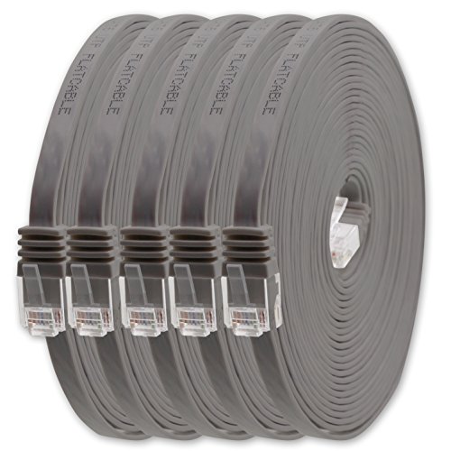 1aTTack.de 0,5m - Grau - 5 Stück - Cat.6 Flaches Netzwerkkabel Cat6 Flachkabel Ultra Flach Cat.6 Patchkabel 1000 Mbit/s Gigabit LAN (RJ45) Flach Slim Micro von 1aTTack.de