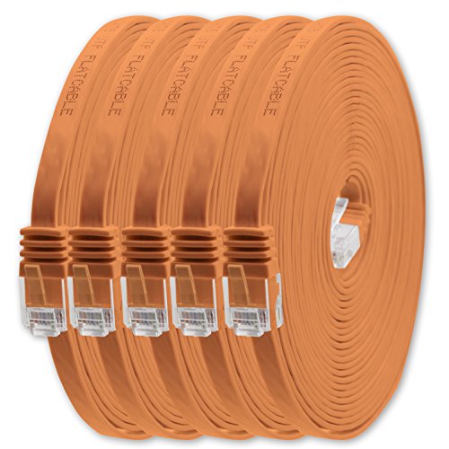 1aTTack.de 0,5m - orange - 5 Stück - Cat.6 Flaches Netzwerkkabel Cat6 Flachkabel Ultra Flach Cat.6 Patchkabel 1000 Mbit/s Gigabit LAN (RJ45) Flach Slim Micro von 1aTTack.de