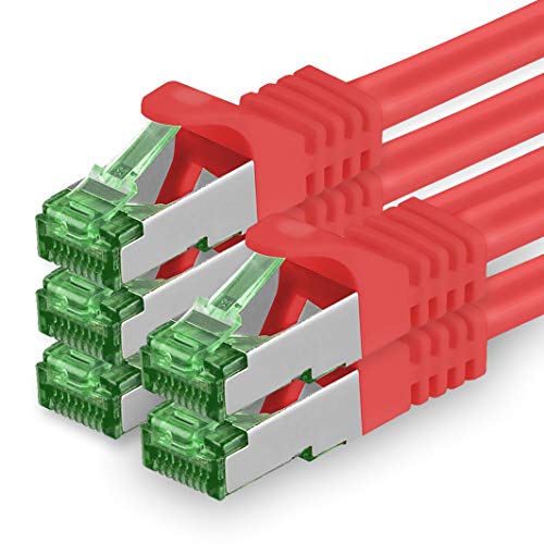 1aTTack.de 0.25 M Cat.7 Netzwerk-Kabel 5 Stück Cat7 Patch-Kabel Lan-Kabel Ethernet RJ45 10 Gbit/s (Alle Internetgeschwindigkeiten) Rot 0,25 Meter von 1aTTack.de