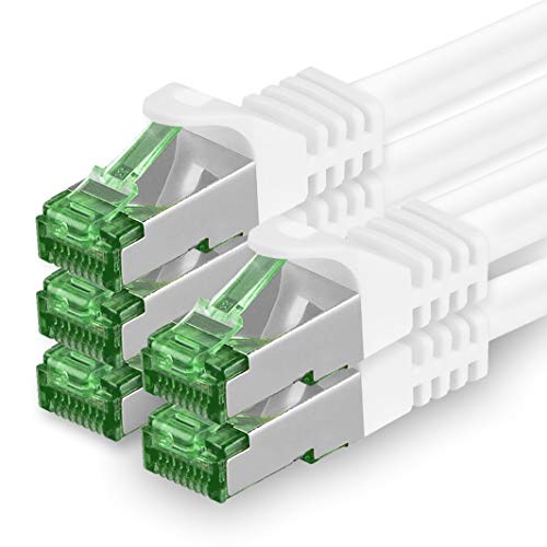 1aTTack.de 0.25 M Cat.7 Netzwerk-Kabel 5 Stück Cat7 Patch-Kabel Lan-Kabel Ethernet RJ45 10 Gbit/s (Alle Internetgeschwindigkeiten) Weiß 0,25 Meter von 1aTTack.de